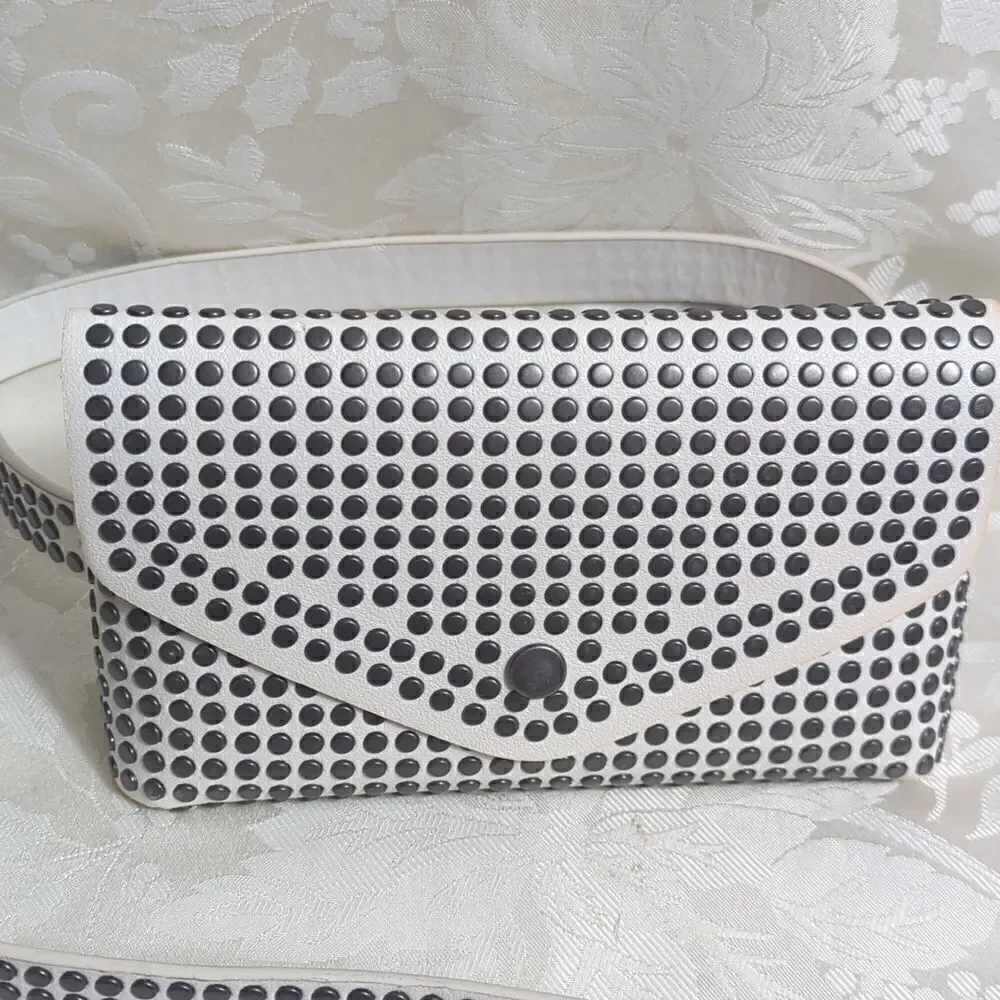 Torrid Faux White Leather Rivet Belt Bag